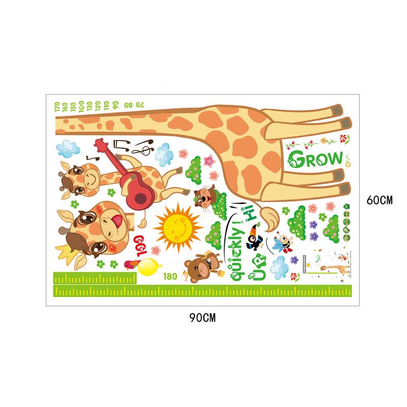[Wall stickers] cartoon giraffe mother baby height measurement wall stickers for kids rooms bedroom