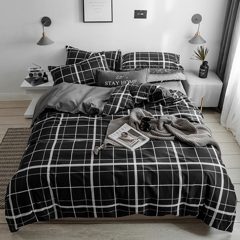 Comfort Cotton 3/4 Pcs Duvet Cover Set Bedspread Fitted Sheet Bedding Set Simple Bedclothes