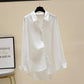 Cotton Shirt Women's 2021 Spring and Autumn Korean Version of Solid Color Long-sleeved Drape Loose Casual Sunscreen Shirt Top