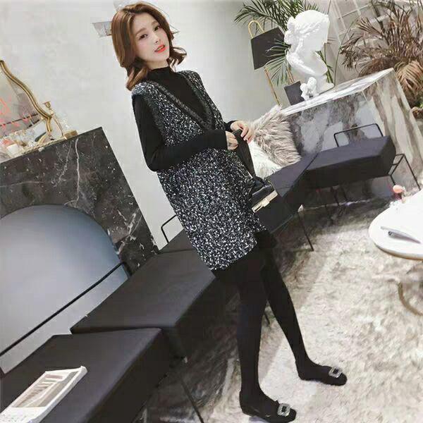 Spring and Autumn Vest Bottoming Knitwear Mid-length Loose Sleeveless Sweater Women