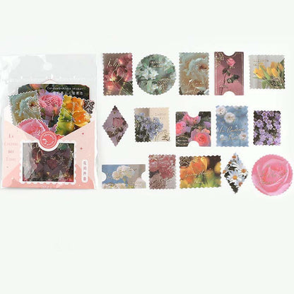 45PCS Stamping Sticker Pack Zhiyi Letter Salt Series Art Handbook Decoration Collage Material Stamp Sticker Small Fresh