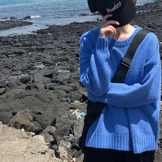 Pullover  Long Sleeve Knitted Bottoming Jacket Tide Sweater Women's Round Neck Hedging Loose