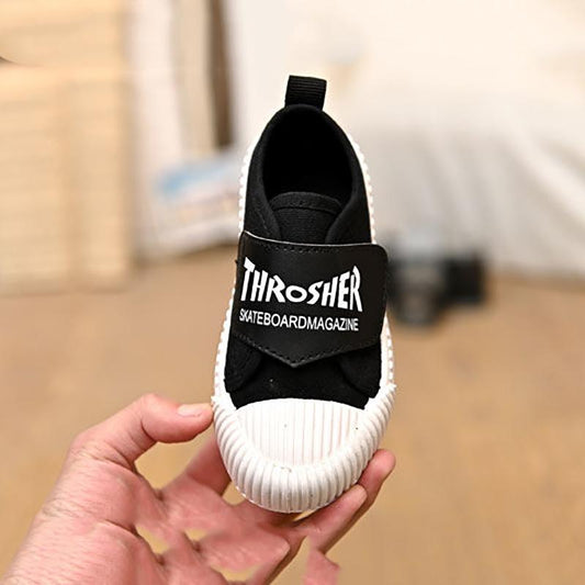 Baby Low-cut Non-slip Shoes Solid Sole Casual Sneakers Boys and Girls Universal Cartoon Embroidered Canvas Shoes