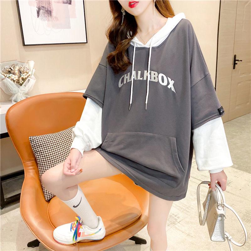 Mid-length Sweater Winter Fashion Letter Printing Solid Color Middle School Student Women's Jacket