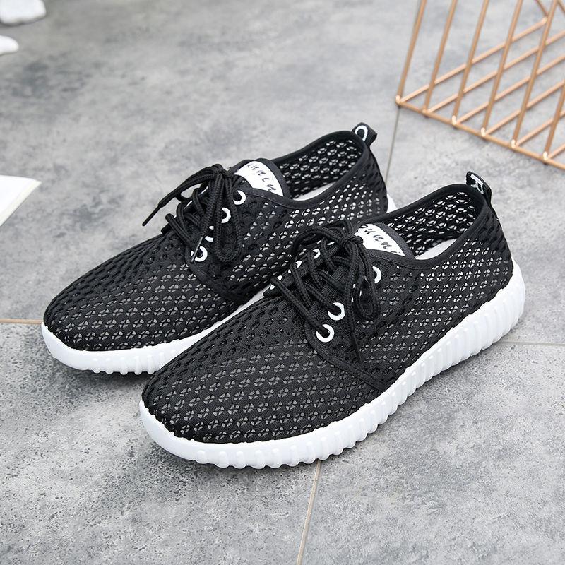 Summer Net Shoes Women's Hollow Breathable One-step Flat Bottom Pregnant Women Shoes Non-slip Breathable Fashion Sports Shoes