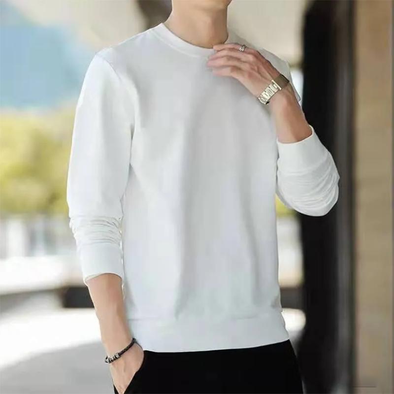 Sweater All-match Solid Color Sweater Men Loose Long-sleeved Sweater Autumn Couple Sweater Pullover Bottoming Sweater Plus Velvet