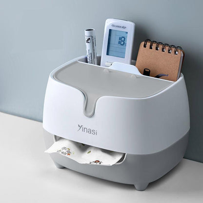 Tissue Box Multipurpose Tissue Box Lid Napkin Holder Home Office Remote Control Storage Wipe Box Desk Organizer