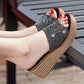 Women's Sandals and Slippers for Summer Wear Non-slip Fashion High-heeled Slope with Flip-flop Platform Rhinestone Slippers