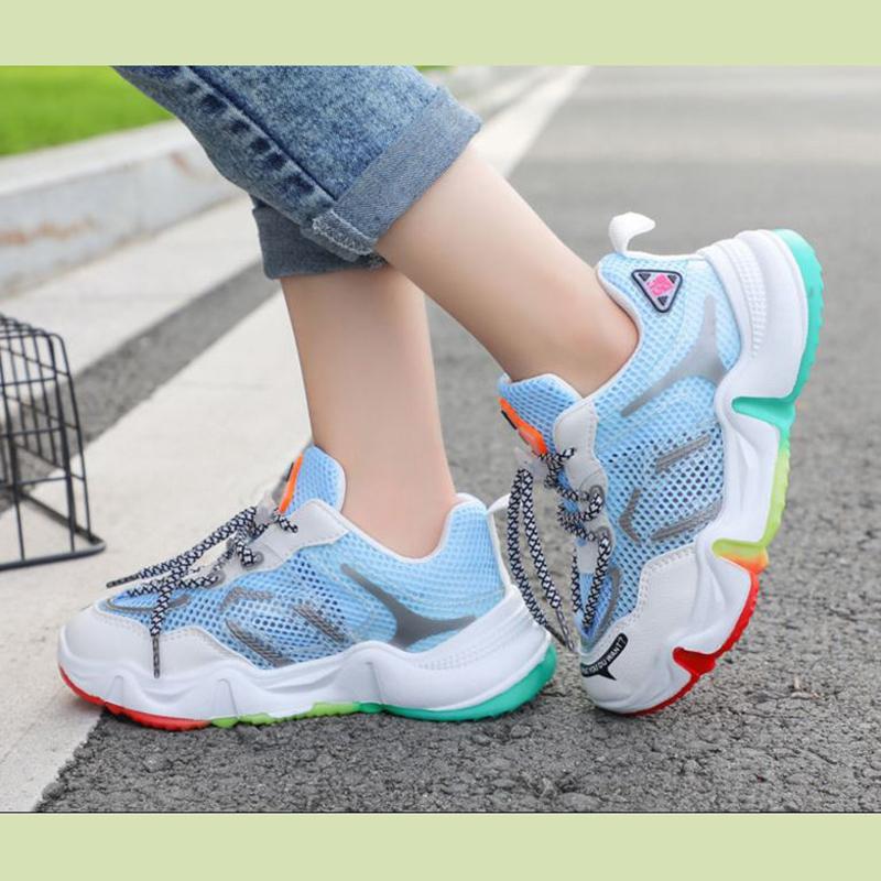 Rainbow Children's Shoes Girls Sports Shoes Spring  Summer Boys Running Shoes Breathable Deodorant Student Casual Shoes