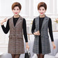Women's Plaid Vest Jacket Mid-length Sleeveless Women's Waistcoat Suit Waistcoat Women's Mid-length Sleeveless Jacket Slim and Thin
