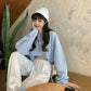 Spring Autumn Hoodies Short Sexy Long Sleeve Pullover Sweatshirt Oversized Loose Casual Tops