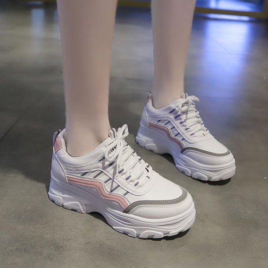 Women Chunky Sneakers White Ladies Brand Designer Casual Shoes Woman Leather Sports Dad Shoes