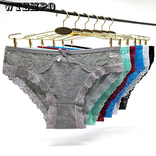 WTEMPO 6 Pcs/Lot sexy lace lady underwear woman panties cotton Lace Panties Everyday Briefs Lingerie
