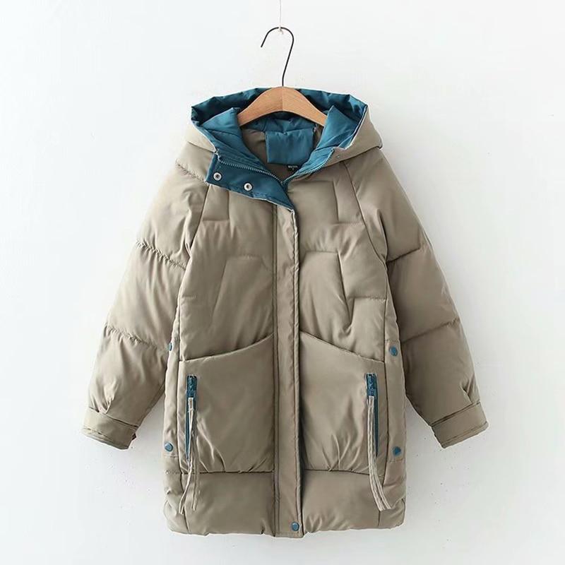 Winter Warm Long Down Parkas Women Harajuku Loose Hooded Winter Jacket Female Chic Thicken Cotton Down Jacket Women 2022