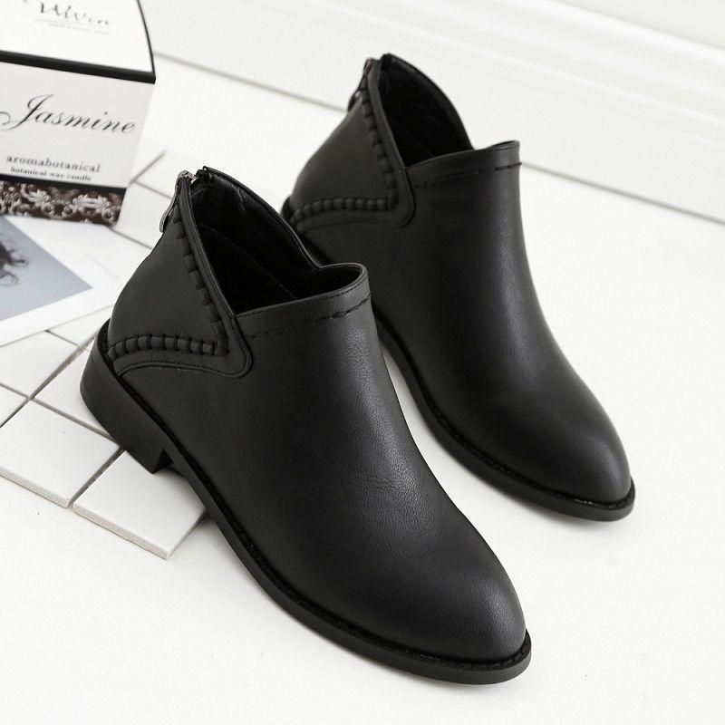 Boot Women Ankle Boots Autumn Booties Leather Women's Square Heel Shoes Female Winter Footwear