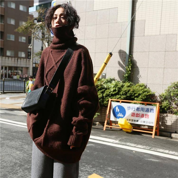 Korean Thickening Twist Turtleneck Sweater Women's Winter Loose Solid Color Sweater