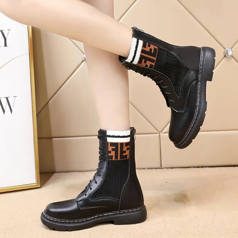 Women's British Style Martin Boots Thick-soled Student Boots Women's Thick Heel Flat Motorcycle Boots