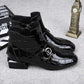 Autumn and Winter Boots Flat Square Toe Fashion Boots Warm Korean Thick-heel Martin Boots