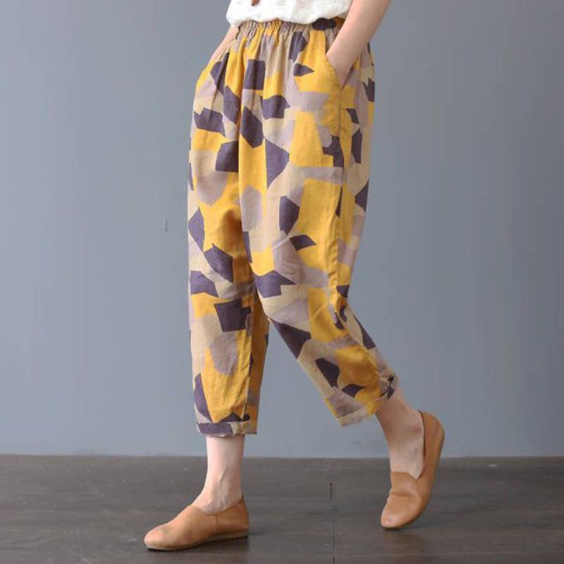 Spring and Summer Mother's Pants Wide-leg Plus Size Bloomers Cotton Silk High-waist Mosquito-proof Loose Trousers Women