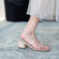 Sandals and Slippers Women's Summer Wear Fashionable Thick-heel Mid-heel Flip-flops Transparent Sandals