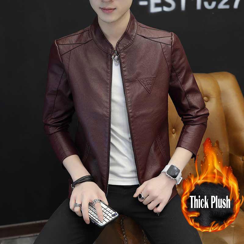 Men Leather Jacket Fashion Autumn Motorcycle PU Leather Winter Bomber Jackets Outerwear Leather Coat