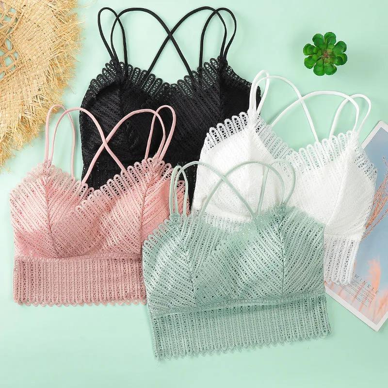 Korean Version of The Sweet and Sexy Lace Beautiful Back Gathered Bra Without Steel Ring Camisole Anti-explosion Tube Top Bra