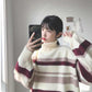 Autumn and Winter Fashion Jacket Striped High Neck Korean Sweater Loose and Versatile Mid-length Young Women's Top
