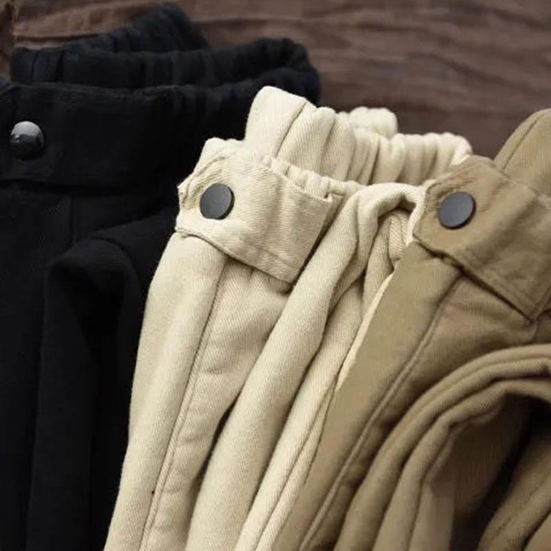 Autumn and Winter Thick Cotton Pants Casual Pants Women Elastic Waist Plus Cashmere Harem Pants Solid Color Fashion Women's Pants