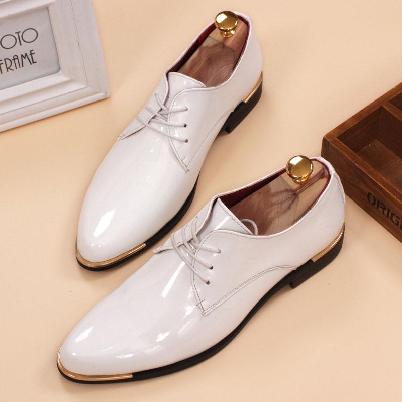 Mens Oxfords Pattern Pointed Toe Genuine Leather Business Formal Wedding Office Shoes