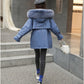 Women's Mid-length Down Padded Jacket Korean Fashion Women's Thick Loose Large Fur Collar Padded Jacket
