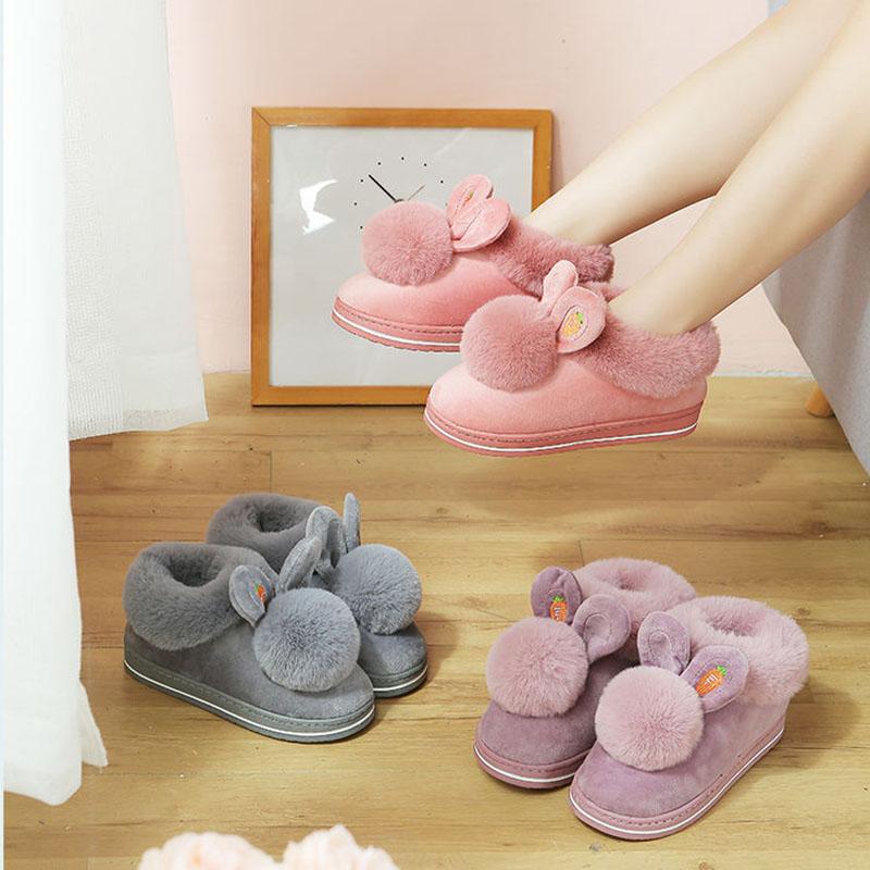 Winter Cotton Slippers Women's Bags and Indoor Home Couples Non-slip Thick Bottom Hair Slippers Men