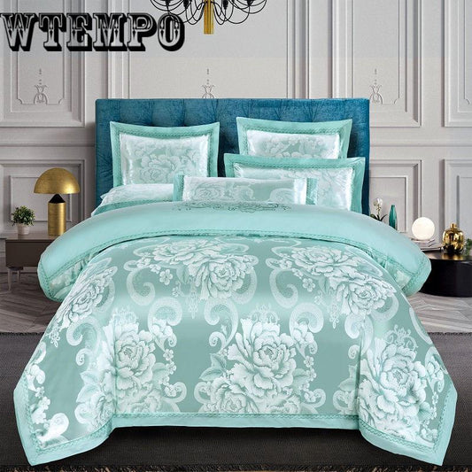 European embroidery jacquard cotton four-piece cotton quilt cover sheets bedroom home bedding
