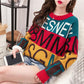 Letter Print Pullover Sweater Women Student Korean Loose Sweater Dress Top Autumn Winter Casual Bottoming Shirt Jumper