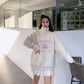 Hoodless High-neck Lamb Wool Sweater Women Winter Thick Loose Letter Coat Embroidered Warm Top