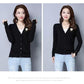 Autumn and Winter Wool Coat Cardigan V-neck Short Top Slim Knit Young Women's Sweater