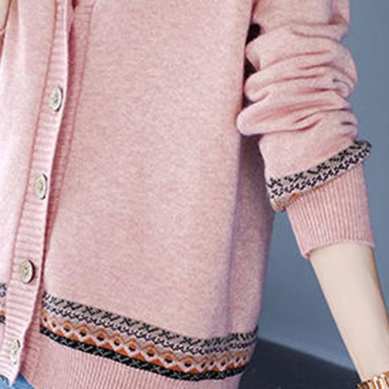Autumn and Winter Style Korean Loose Knitted Cardigan Button Long-sleeved Sweater Fashion Coat Women