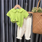 2PCS Girls Summer Thin Suit Loose Printing T Shirt Mosquito Repellent Pants Bunch Pants Casual Suit Two Piece Set