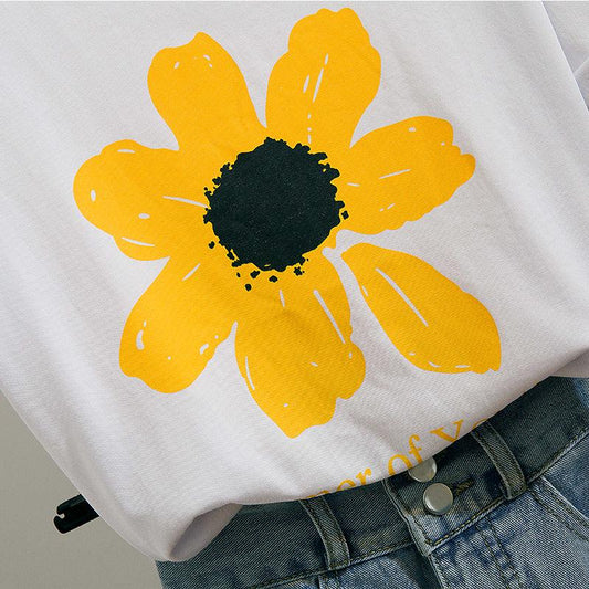 Pofulove Summer Shorts Set 2 Piece Set Top and Shorts Women Printed Short Sleeve T-shirt High Waist Denim Shorts Two-piece Set