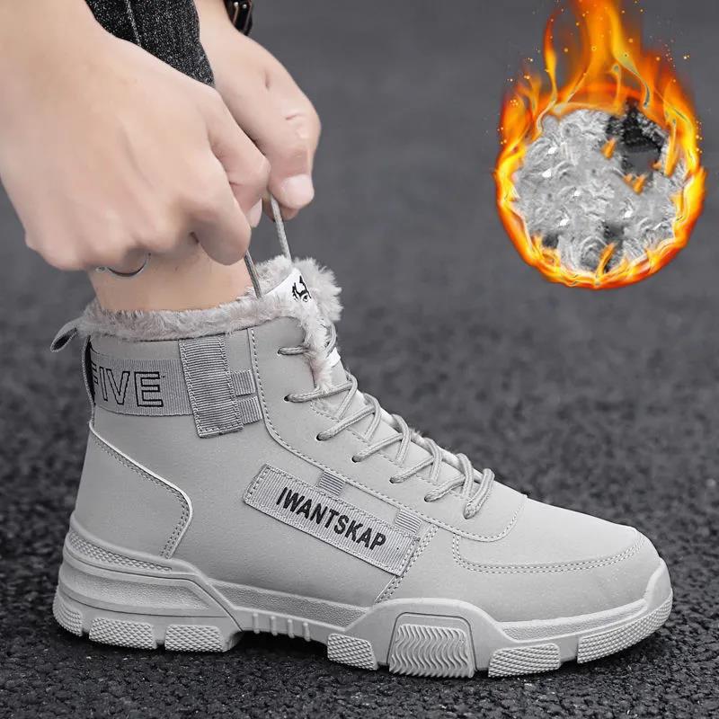 Men's Velvet Padded Snow Boots Casual Mid-high Warm Martin Boots Cotton Ankle Boots