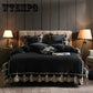 WTEMPOCoral Velvet Four Piece Winter Flannel Thickening Warm Bedclothes Queen Bedsheets Quilt Cover
