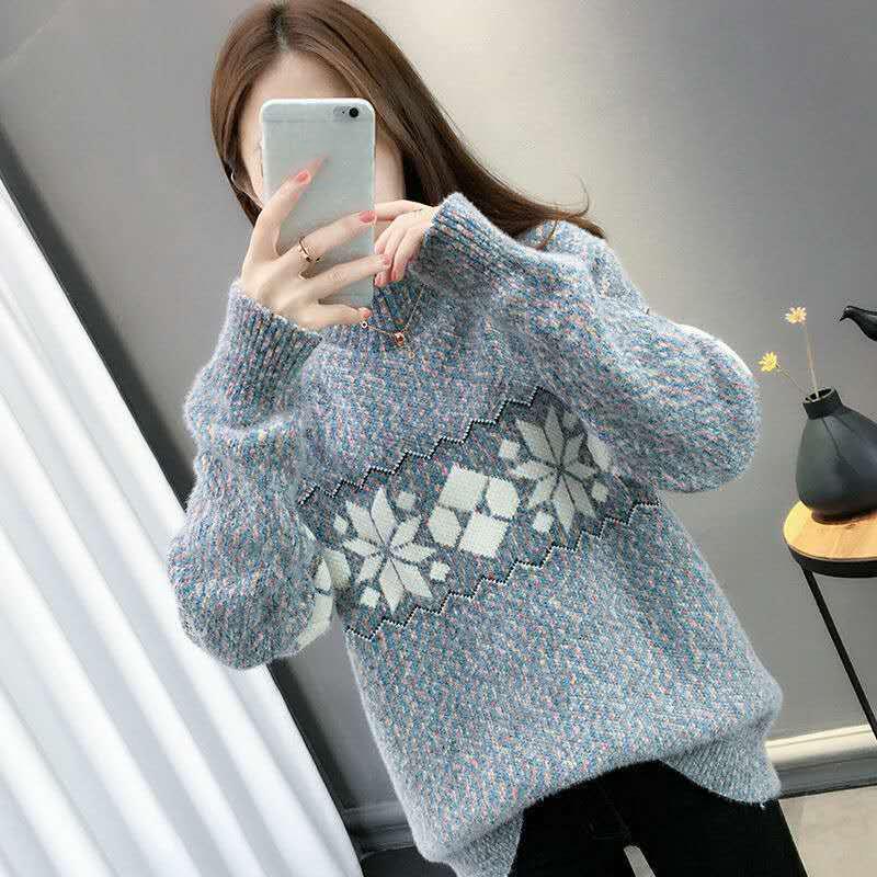 Autumn Winter  Women Fashion Sweater Casual Knitting Sweater Turtleneck  Pullovers Loose Casual Long Sleeve Sweater