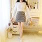 Fashion Sweater Suit Women Autumn and Winter Mohair Knit Sweater Top and Short Plaid Woolen Skirt Two-piece Suit