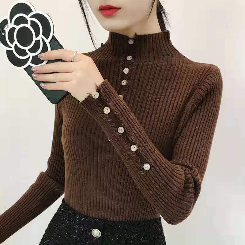 Polyvore Winter Half Turtleneck Warm Sweater Women Long-sleeve Pullover Fit Slim Bottoming Shirt