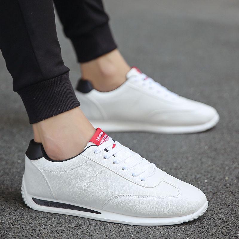 PU Leather White Shoes Korean-style Men Shoes Breathable Students Shoes Couples Sports Footwear