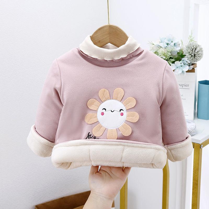 Children's Velvet Padded Winter Quilted Cotton Clothing Turtleneck Pullover Quilted Jacket Warm Sweater