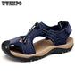 Men's Sandals Leather Breathable Closed-Toe Sandal Summer Beach Shoes Outdoor Shoes
