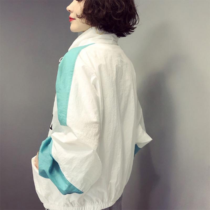 Loose All-match Sunscreen Sports Jacket Baseball Jacket Short Color-blocking Ultra-thin Breathable Jacket Women