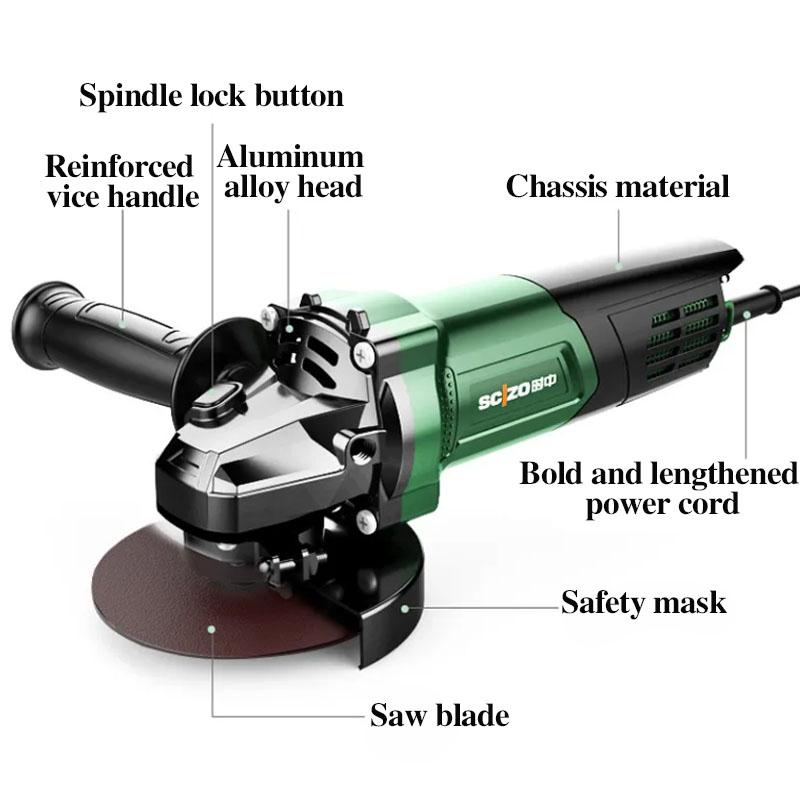 1800W Luxury Wired Angle Grinder Set Multi-function Electric Grinder Polisher Handheld Cutting Machine 18500RPM