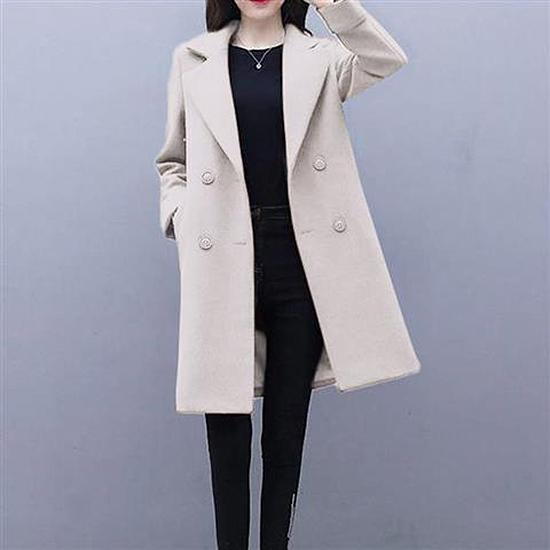 Autumn Jacket Casual Women Overcoat Long Woolen Coat Double Breasted Slim Female Winter Wool Coats