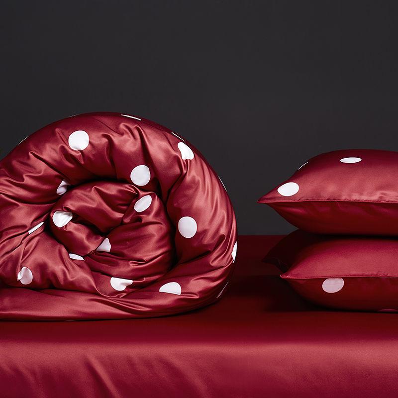 Duvet Cover Sets Silk Bedding Set Satin Grey Queen Bed Quilt Silky 4Pcs Set Summer Bedclothes